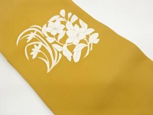 塩瀬手描き金彩桔梗模様名古屋帯